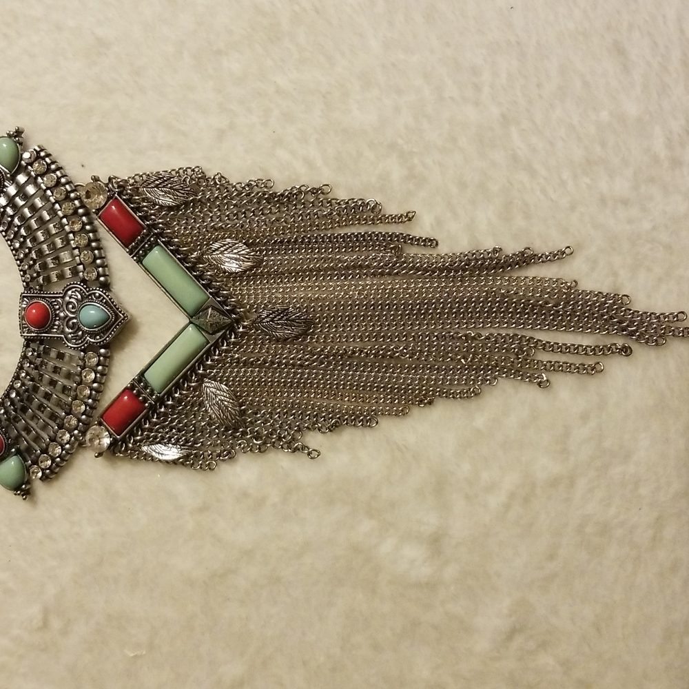 Large Statement Rhinestone Chandelier Necklace - image 3